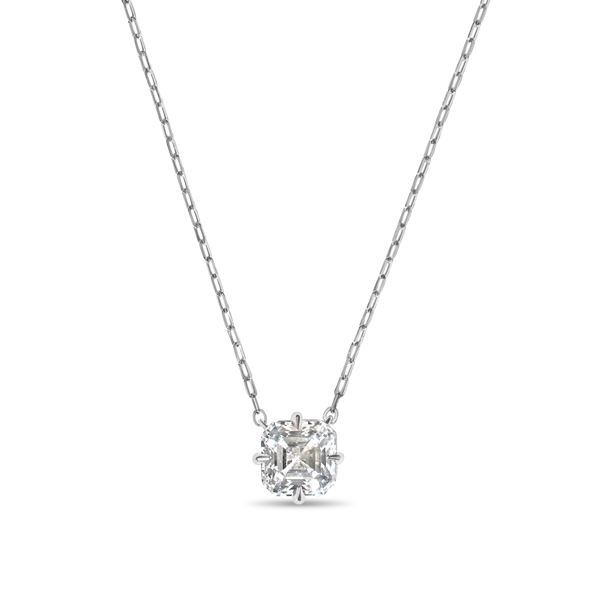 Asscher Solitaire Diamond Pendant
