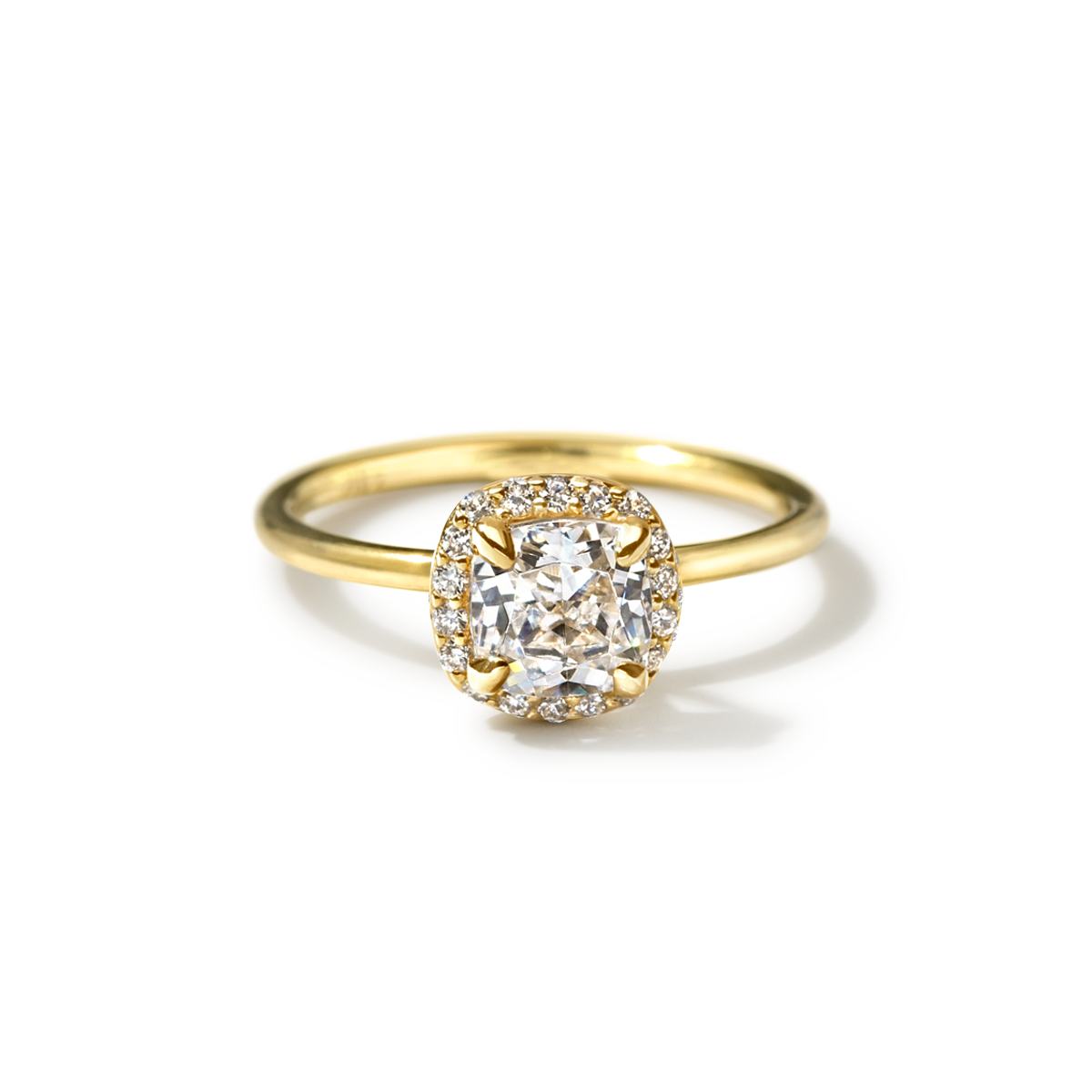 #color_18K Yellow Gold Cushion Halo Engagement Ring