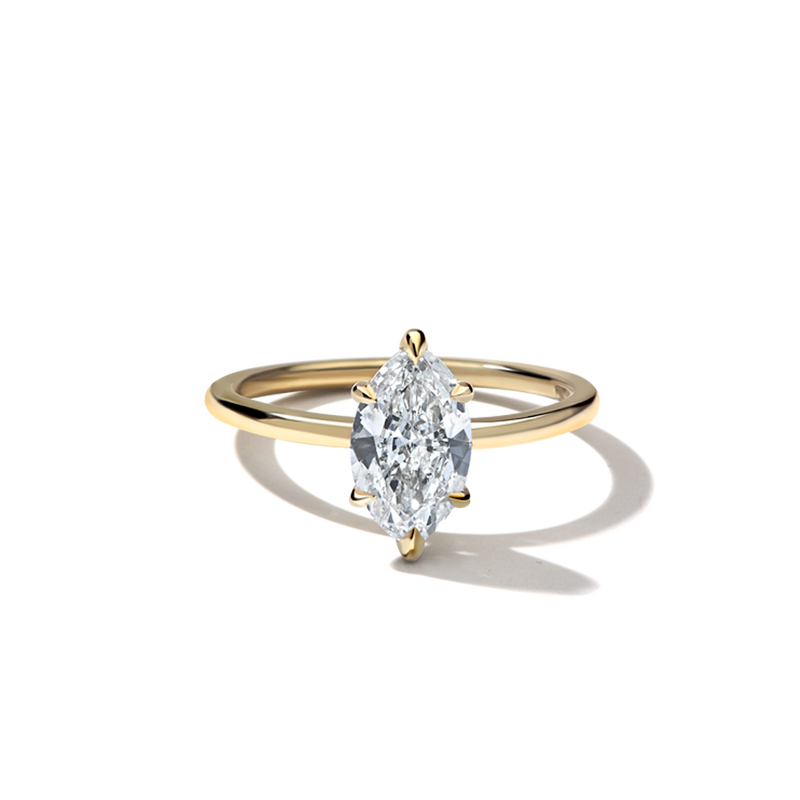 18K Yellow Gold marquise Engagement Ring