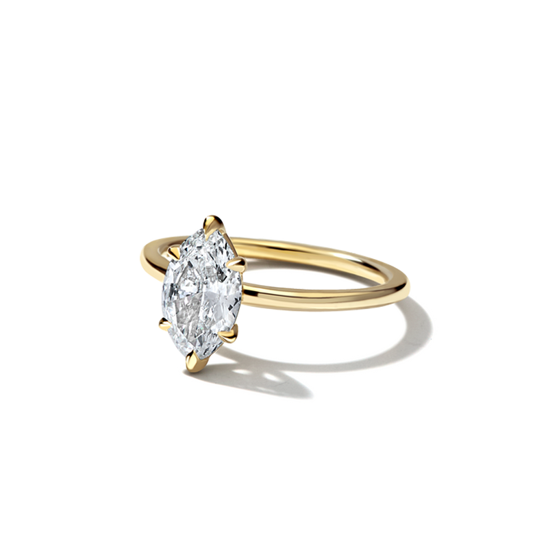 18K Yellow Gold marquise Engagement Ring