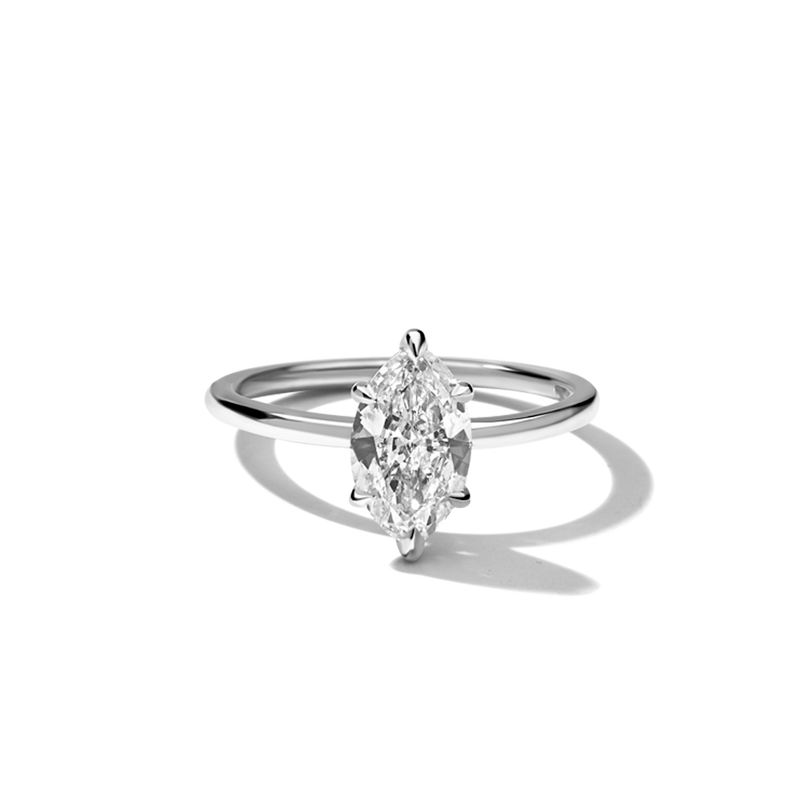 18K White Gold Platinum marquise Engagement Ring