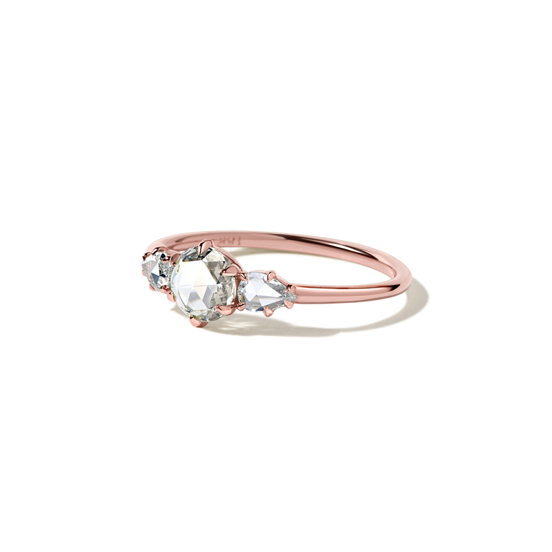 18K Rose Gold Rose Cut Diamonds Trio