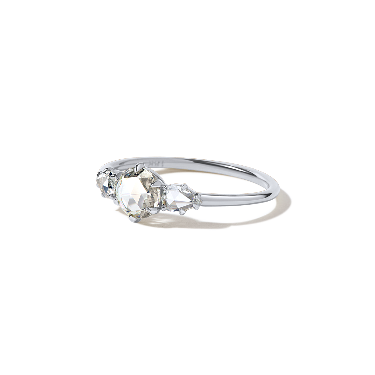 18K White Gold Rose Cut Diamonds Trio