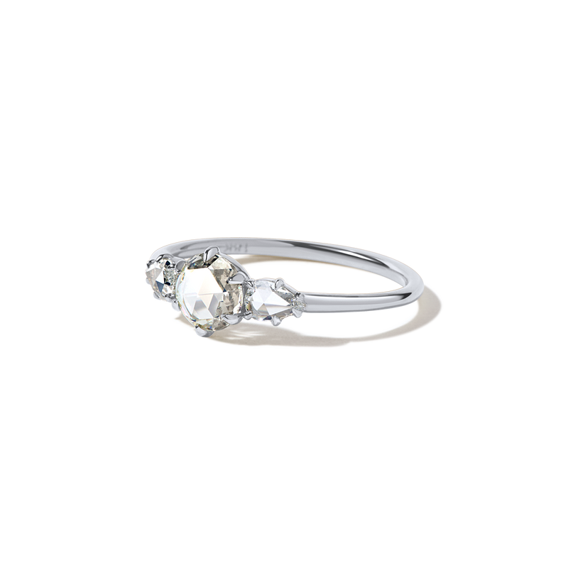 18K White Gold Rose Cut Diamonds Trio