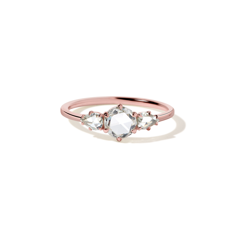 18K Rose Gold Rose Cut Diamonds Trio