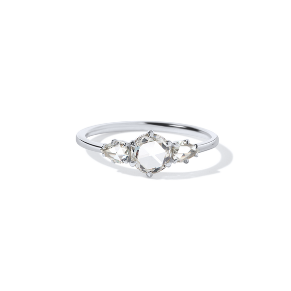 18K White Gold Rose Cut Diamonds Trio