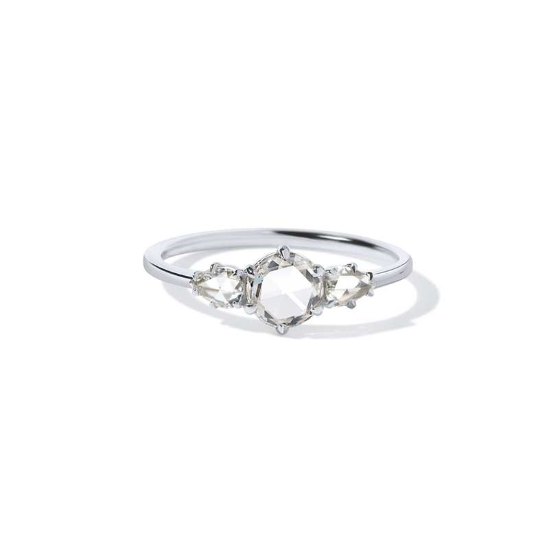 18K White Gold Rose Cut Diamonds Trio