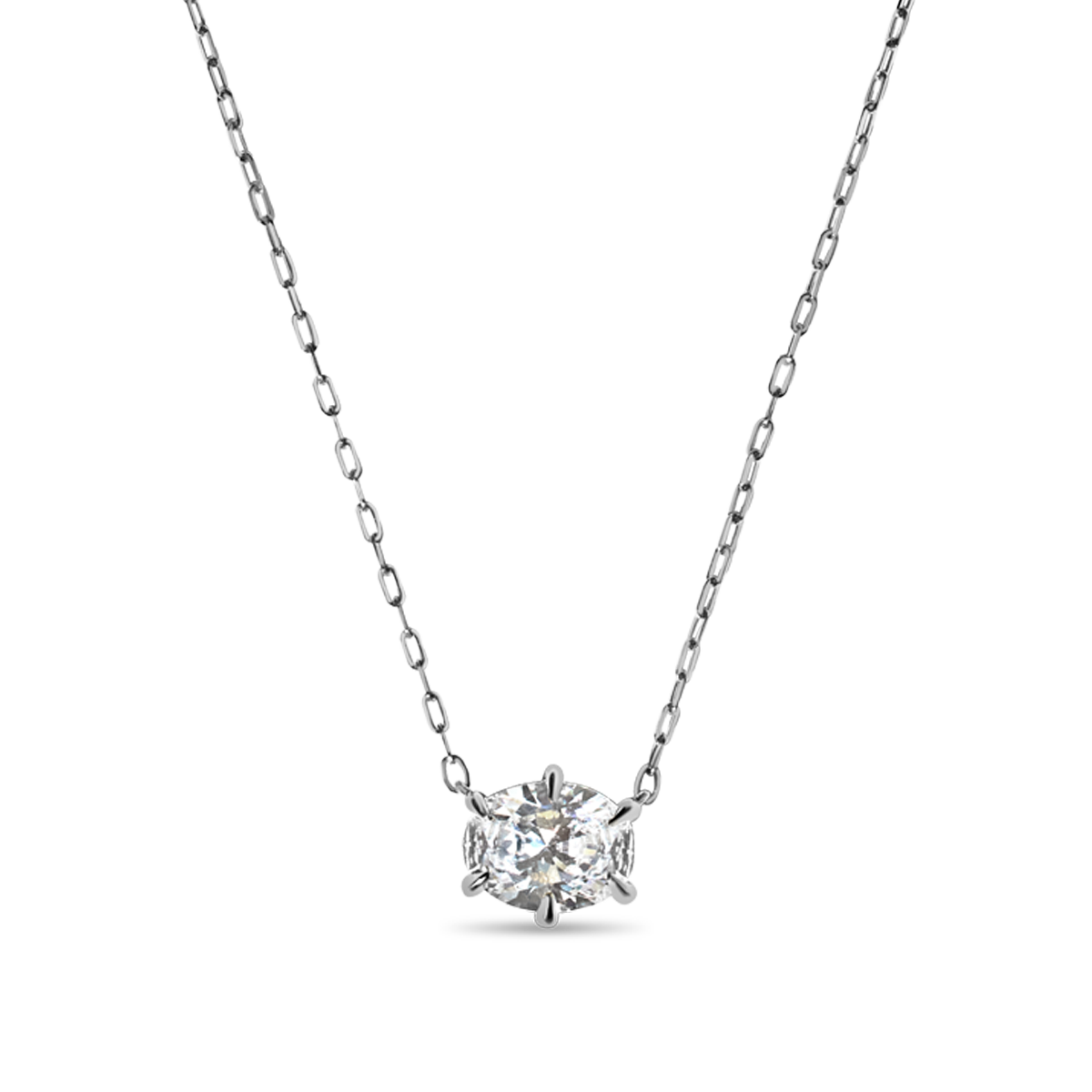Oval Diamond Solitaire Pendant
