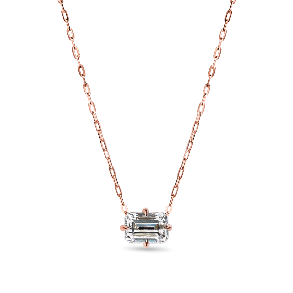 Emerald Cut Diamond Solitaire Pendant
