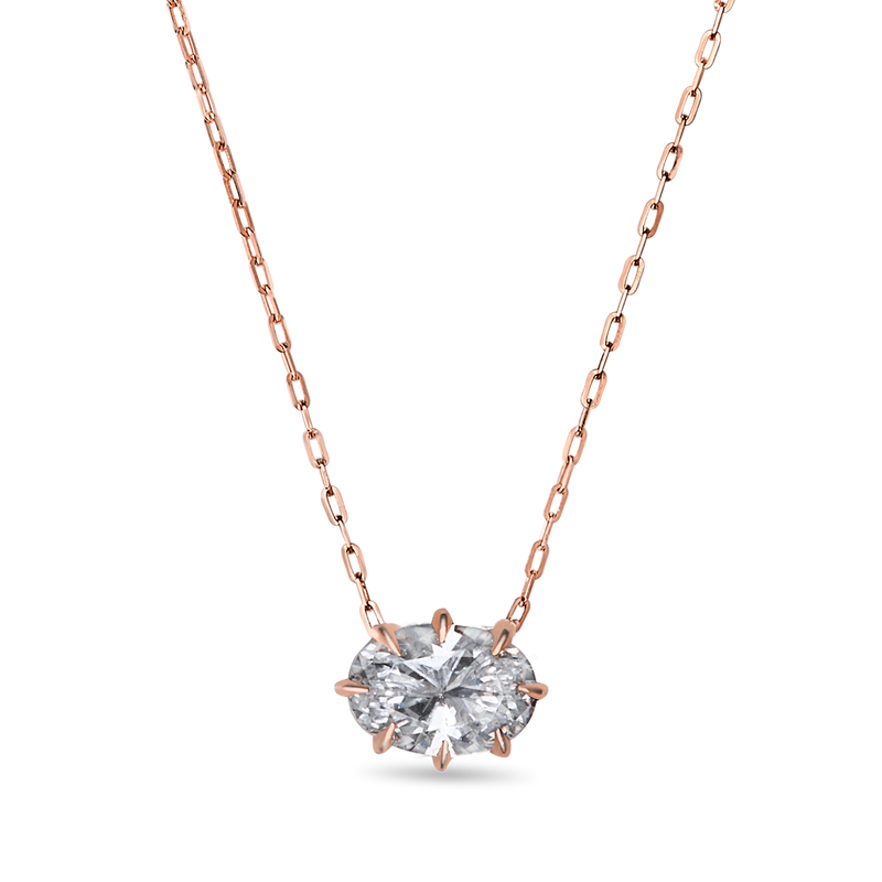 Princess Diamond Solitaire Pendant In A 14k Rose Gold Bezel Slide Sett –  RockHer.com
