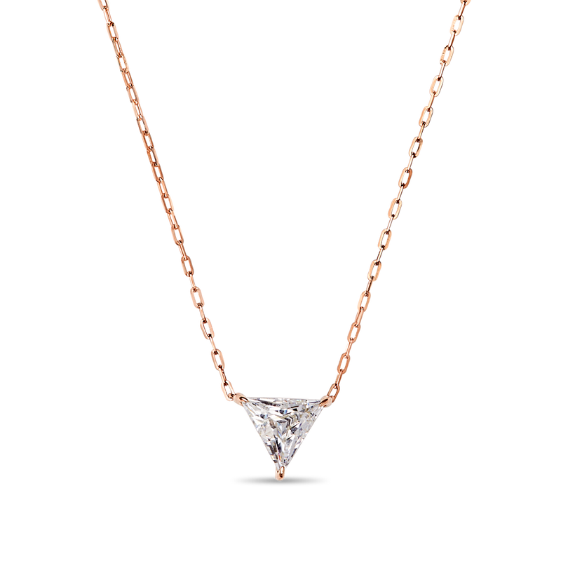 Designer 14K Rose Gold Trillion Trilliant Diamond Pendant
