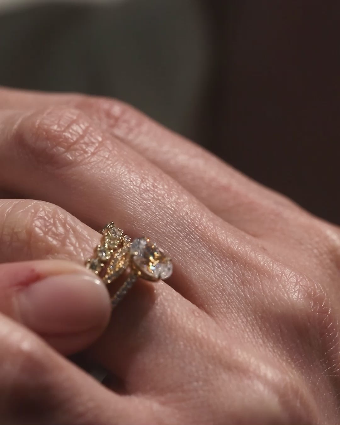 shape_oval solitaire pave oval diamond engagement ring 18K gold