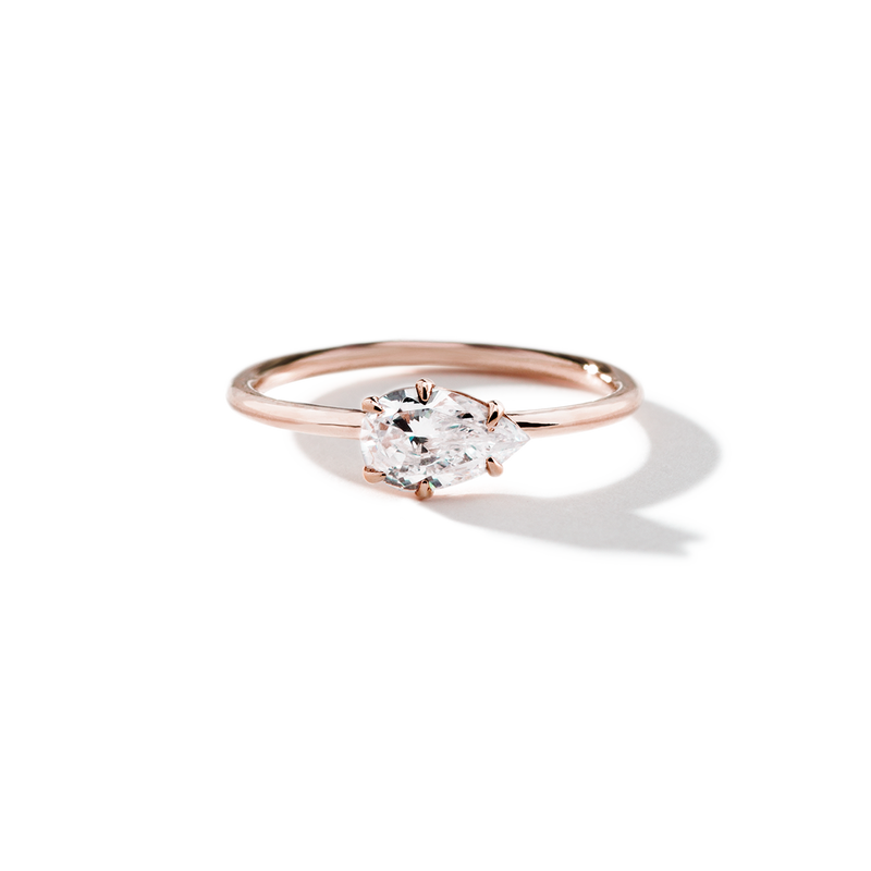 ILA Pear 18K Rose Gold Engagement Ring East West
