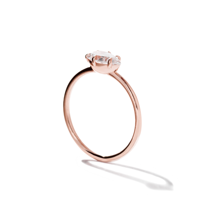 ILA Pear 18K Rose Gold Engagement Ring East West