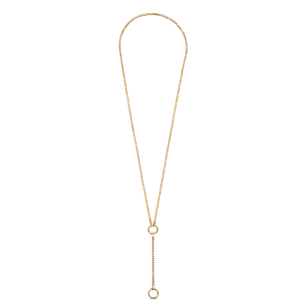 14K Yellow Gold 18" box chain with lariat midi with hinged jump ring connector