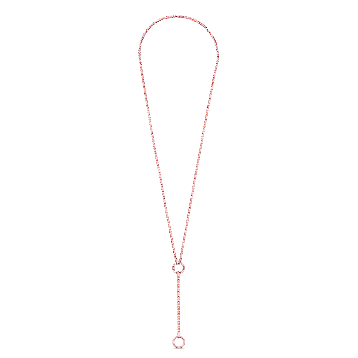 #color_14K Rose Gold 18" box chain with lariat midi with hinged jump ring connector
