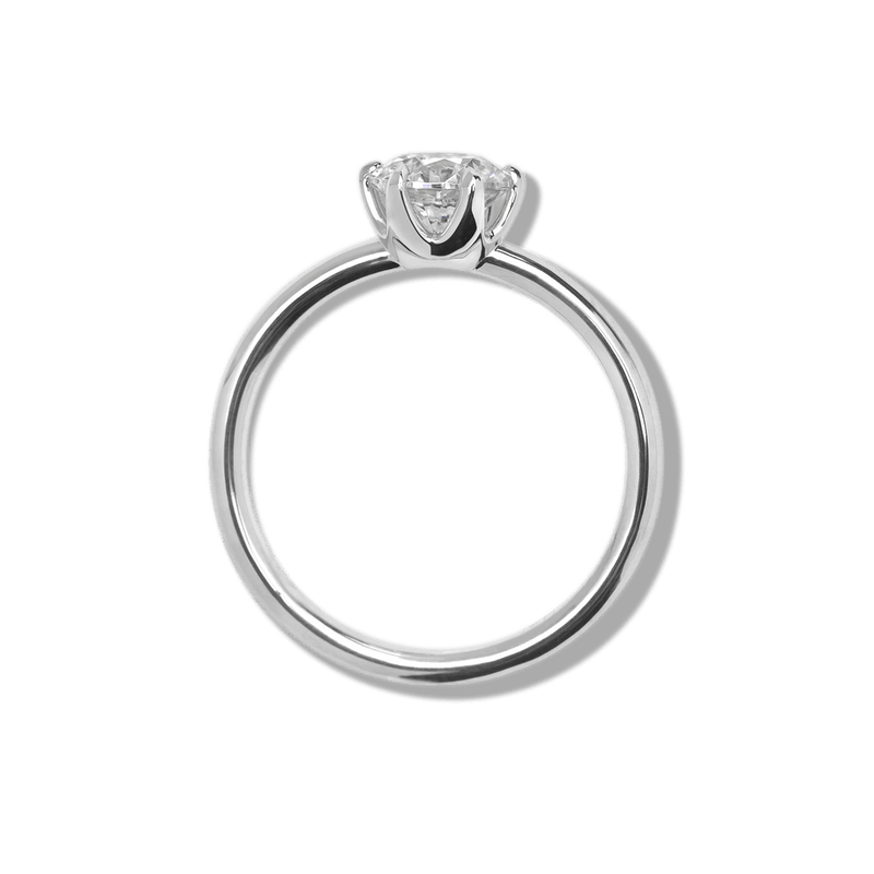 18K White Gold Platinum Chispa Round Engagement Ring