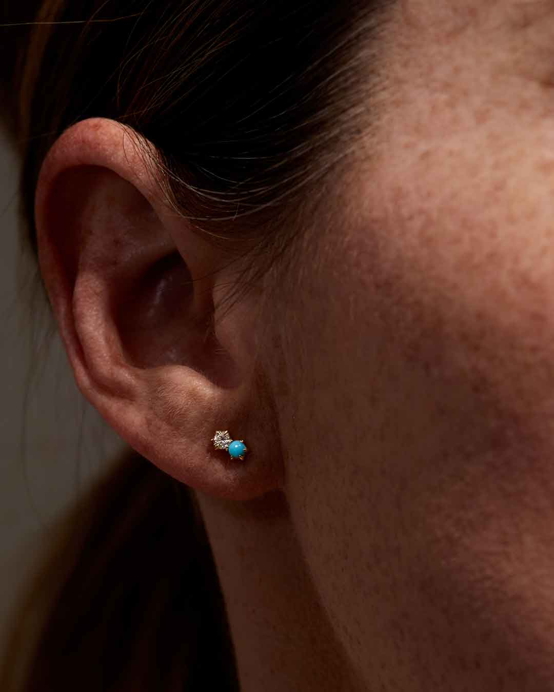 Duo Turquoise & Diamond Stud