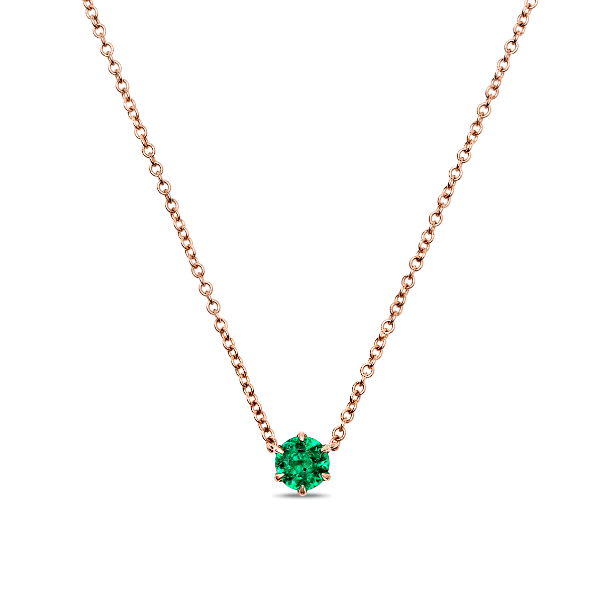 #color_14K Rose Gold Round Emerald Pendant