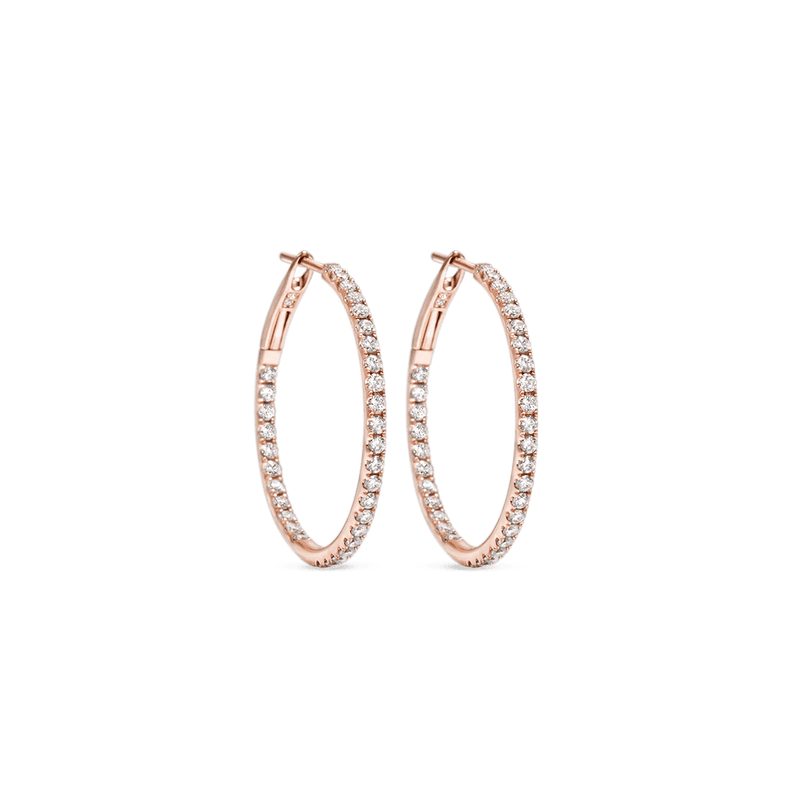 14K Rose Gold In and Out Hoops