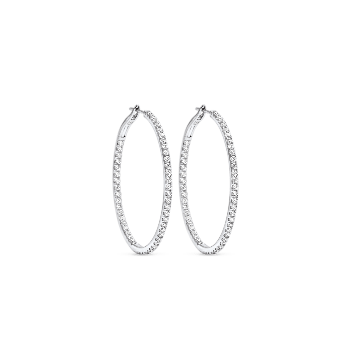 14K White Gold In and Out Hoops