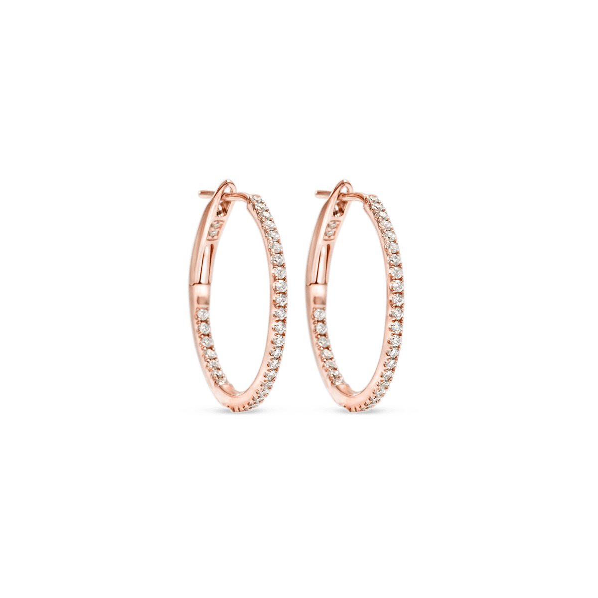 #color_14K Rose Gold In and Out Diamond Hoops