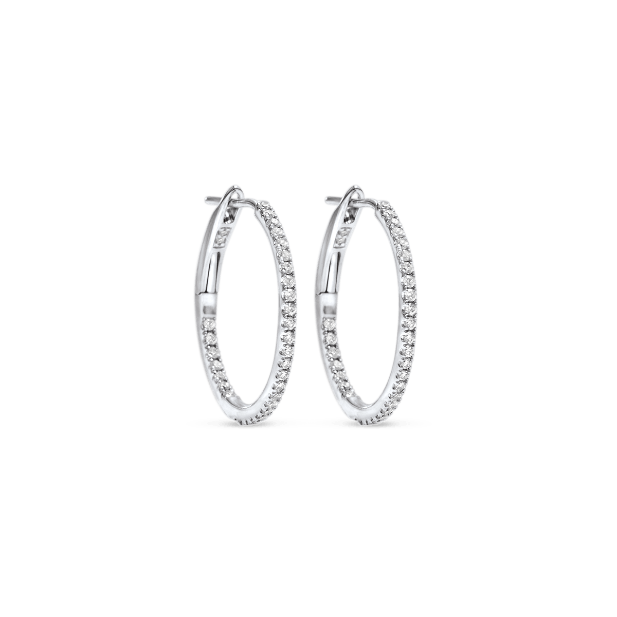 14K White Gold In and Out Hoops