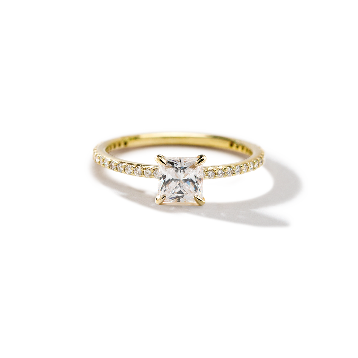 #color_18K Yellow Gold Princess Pave Solitaire Engagement Ring