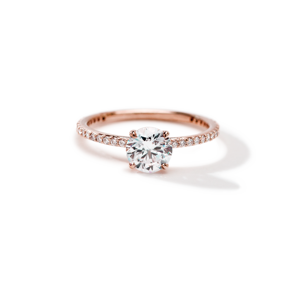 #color_18K Rose Gold Round Pave Solitaire Engagement Ring