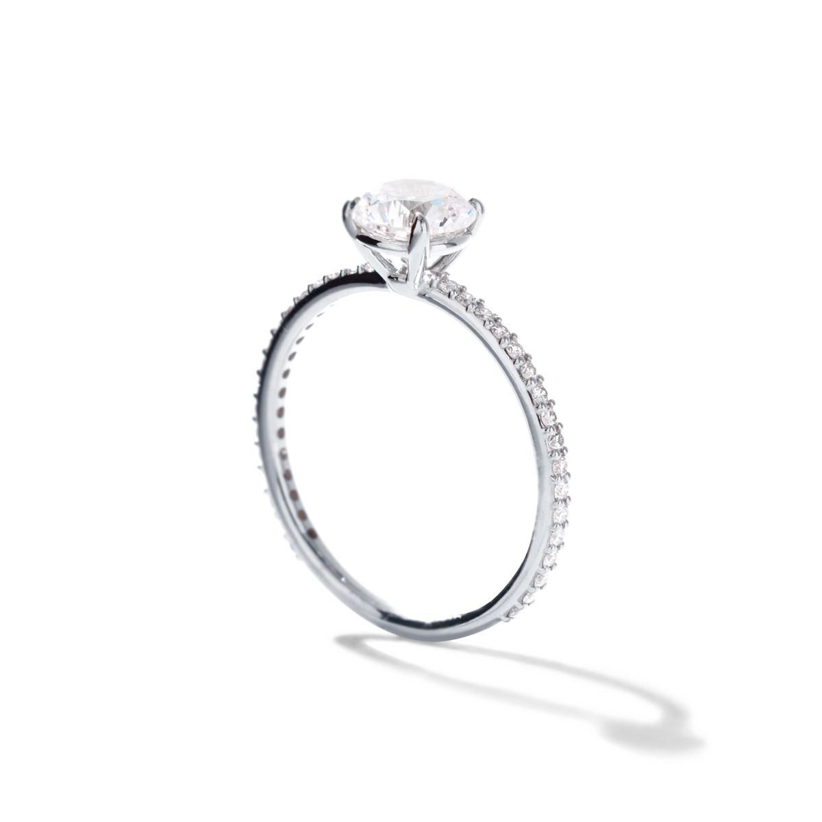 #color_18K White Gold #color_Platinum Round Pave Solitaire Engagement Ring