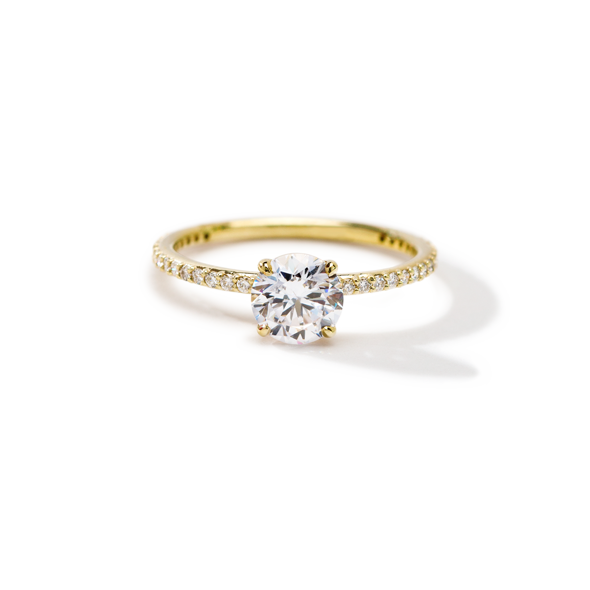#color_18K Yellow Gold Round Pave Solitaire Engagement Ring