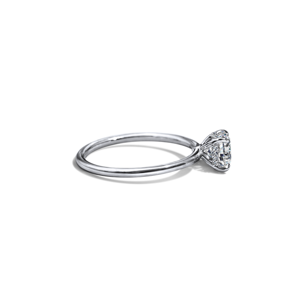 ILA Platinum 18K White Gold Round Hidden Halo Pave Engagement Ring