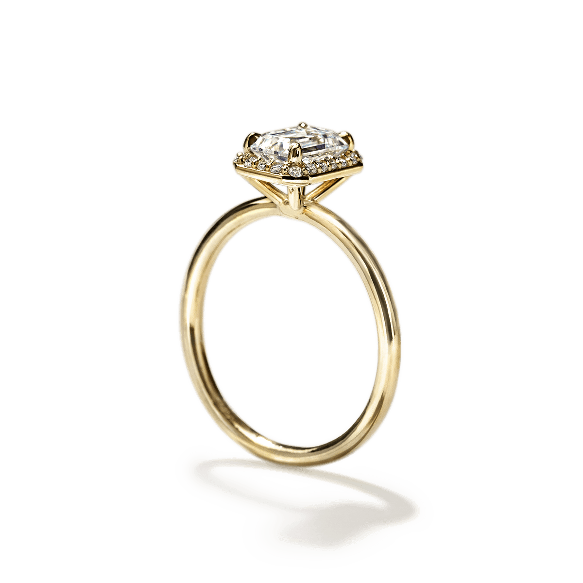 #color_18K Yellow Gold Emerald Halo Engagement Ring