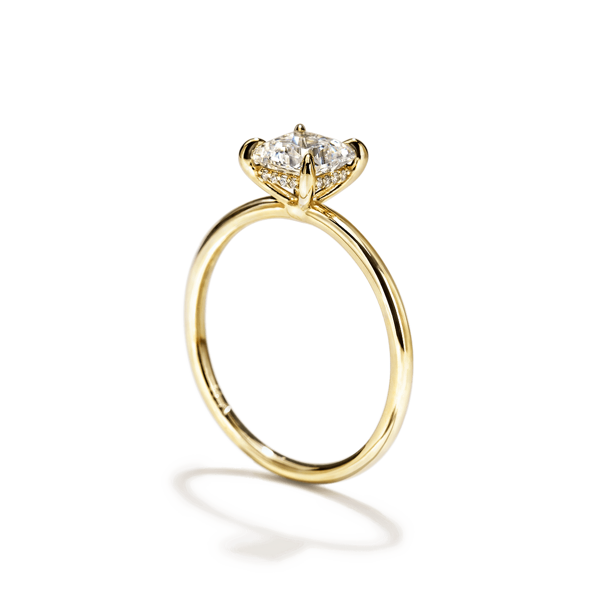 ILA #color_18K Yellow Gold Princess Hidden Halo Pave Engagement Ring