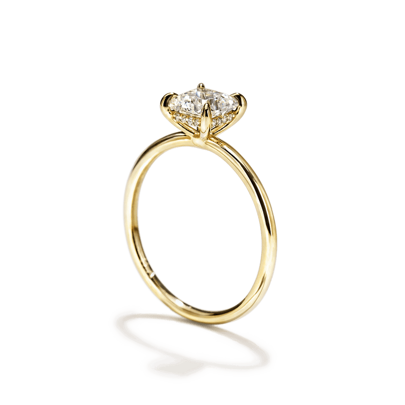 ILA 18K Yellow Gold Princess Hidden Halo Pave Engagement Ring