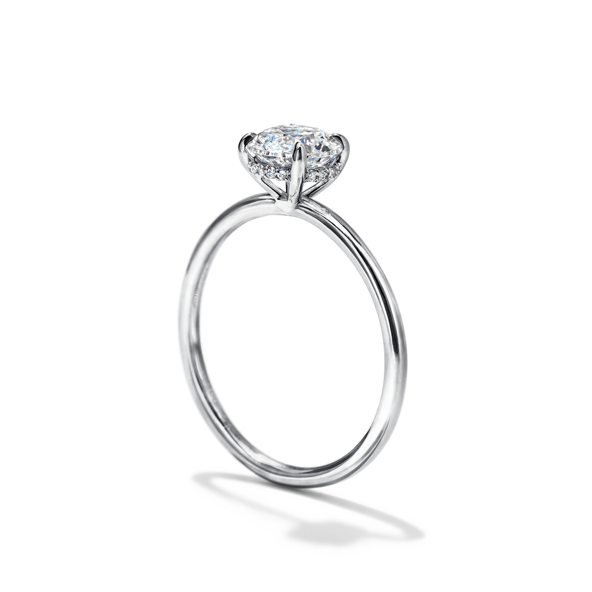 ILA Platinum 18K White Gold Round Hidden Halo Pave Engagement Ring