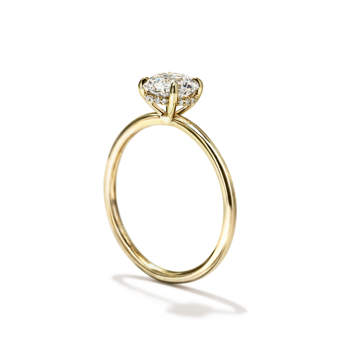 ILA #color_18K Yellow Gold Round Hidden Halo Pave Engagement Ring