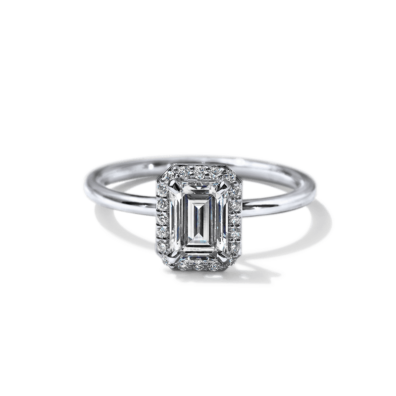 18K White Gold Platinum Emerald Halo Engagement Ring