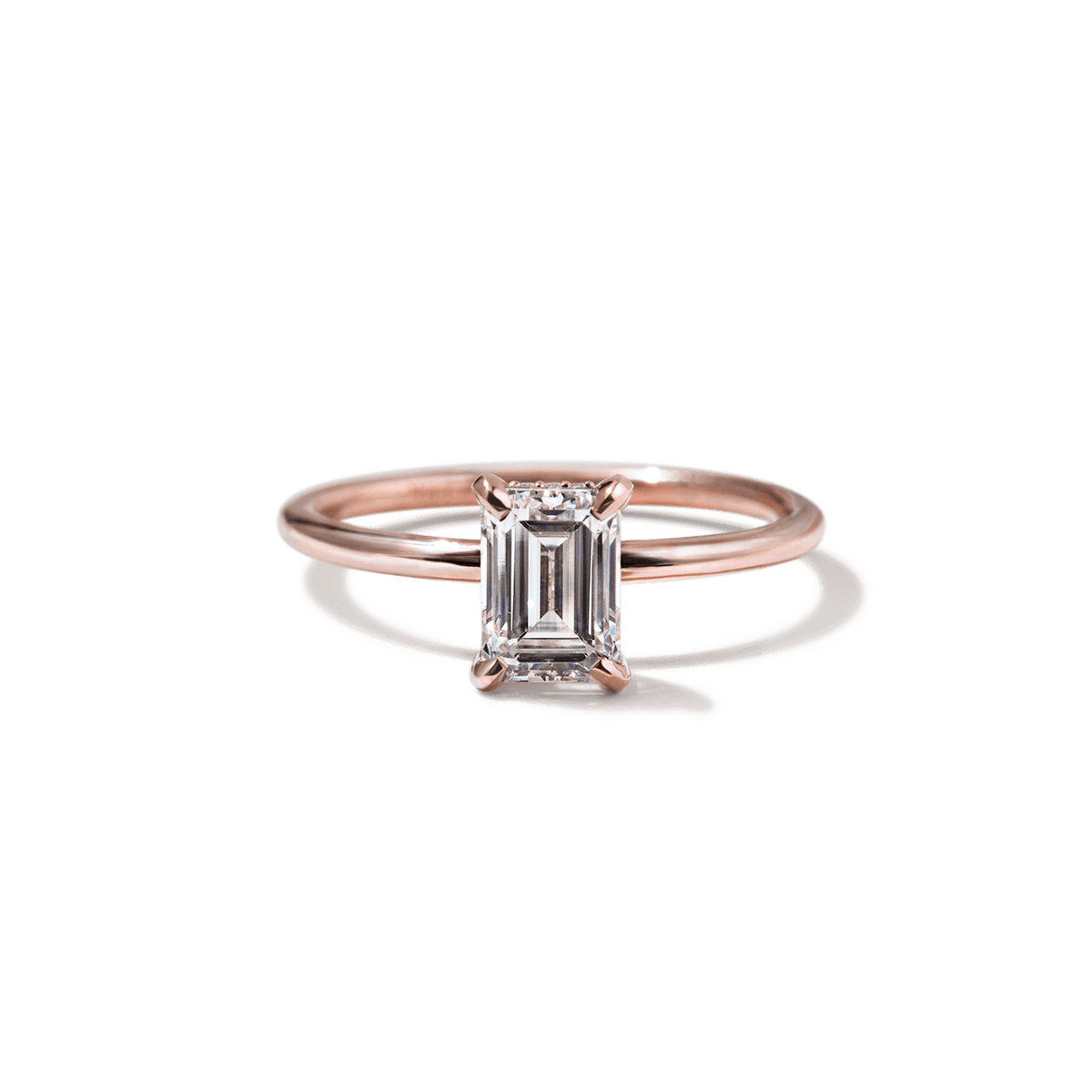 ILA #color_18K Rose Gold Emerald Hidden Halo Pave Engagement Ring