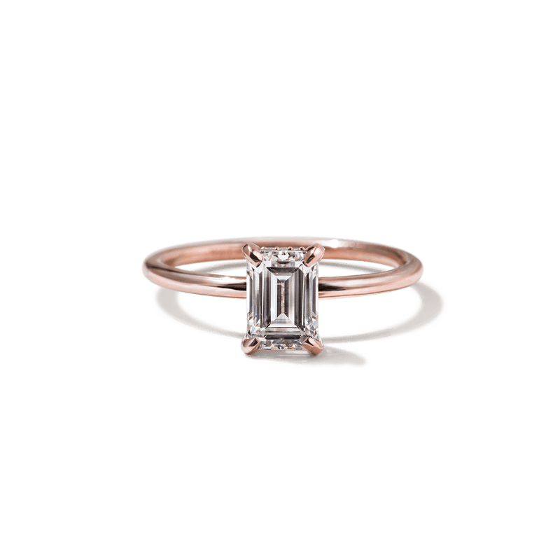 ILA 18K Rose Gold Emerald Hidden Halo Pave Engagement Ring