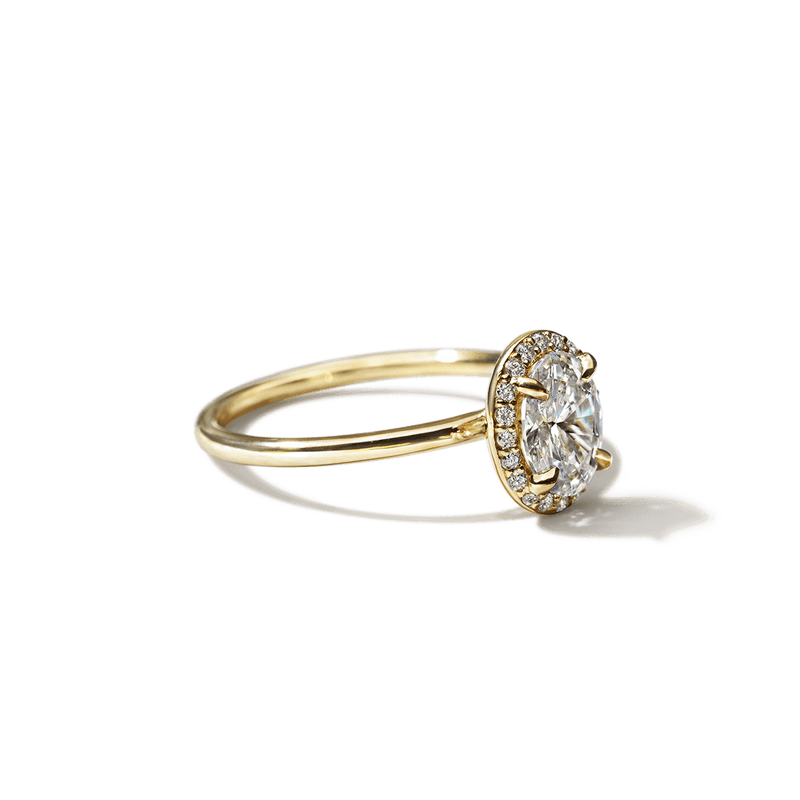 18K Yellow Gold Oval Halo Engagement Ring