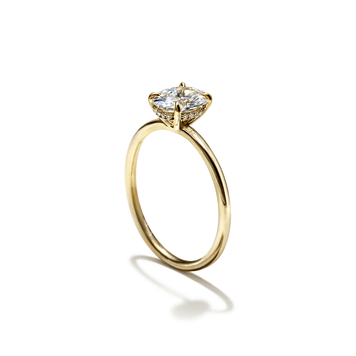ILA #color_18K Yellow Gold Oval Hidden Halo Pave Engagement Ring