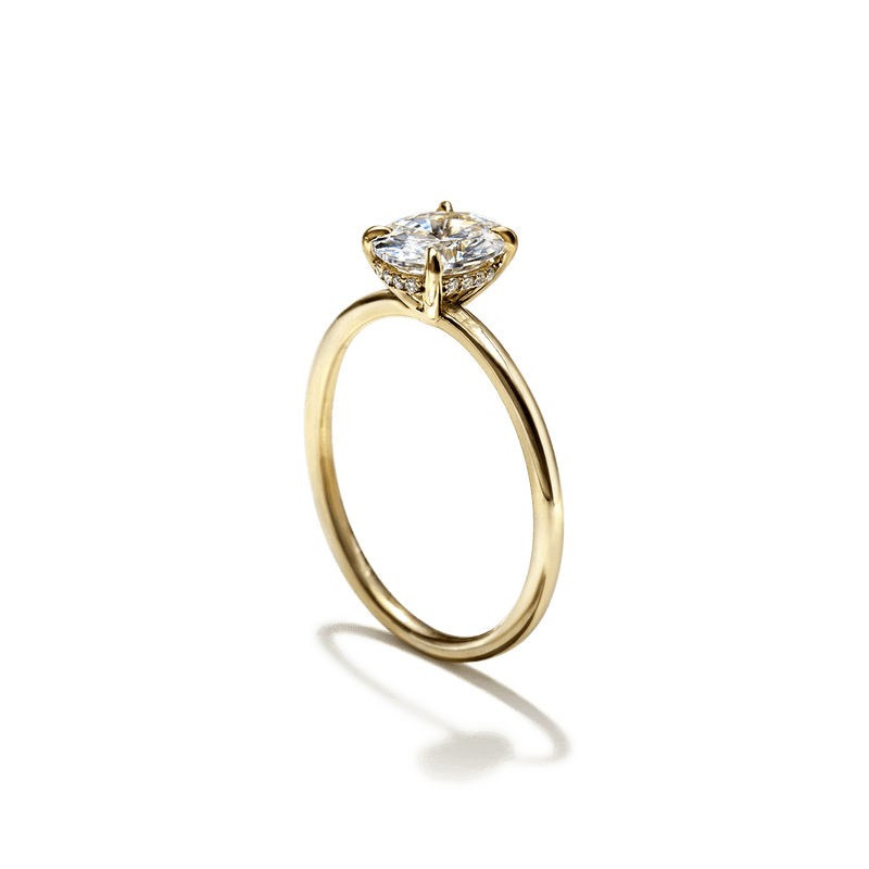 ILA 18K Yellow Gold Oval Hidden Halo Pave Engagement Ring