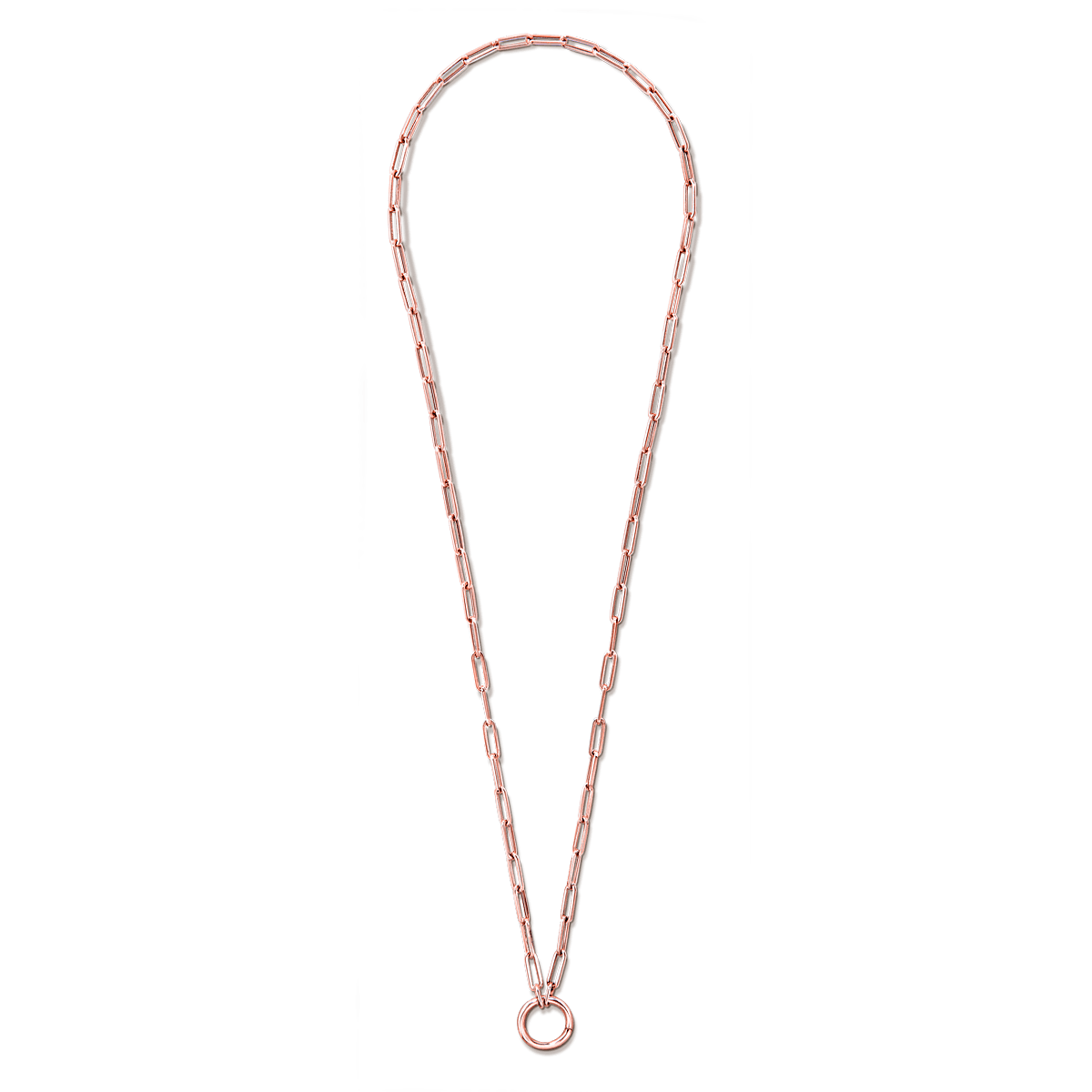 #color_14K Rose Gold 18" paperclip chain with lariat midi with hinged jump ring connector