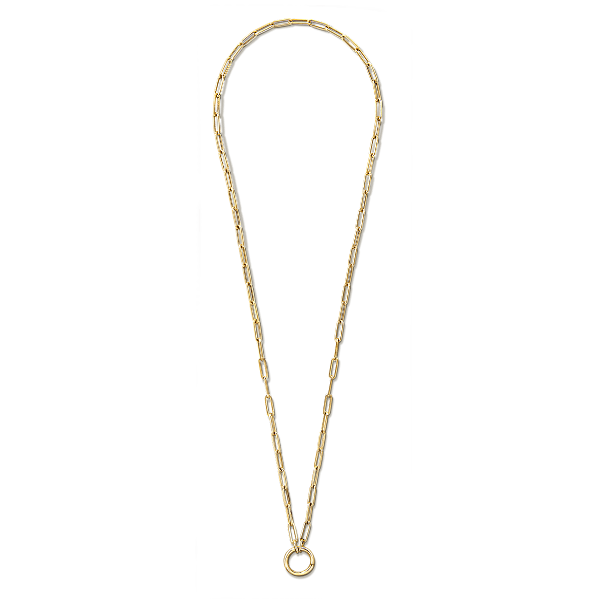 #color_14K Yellow Gold 18" paperclip chain with lariat midi with hinged jump ring connector