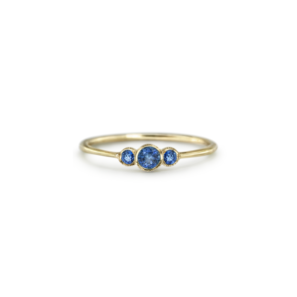 14K Yellow Gold blue sapphire gold ring