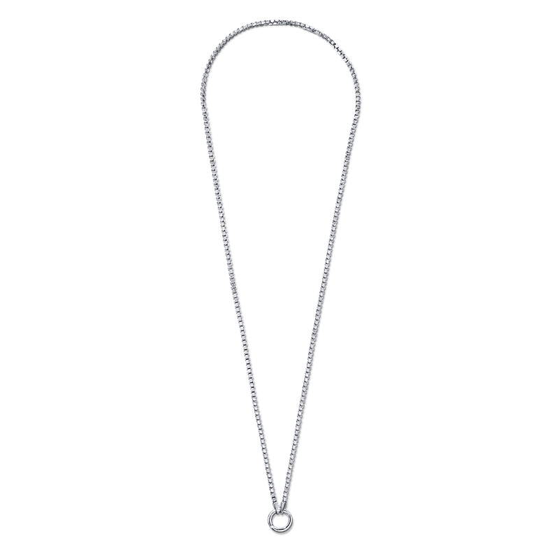 14K White Gold 18" box chain midi with hinged jump ring connector