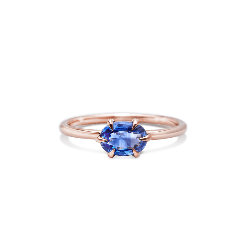 18K Rose Gold Blue Sapphire Oval Ring