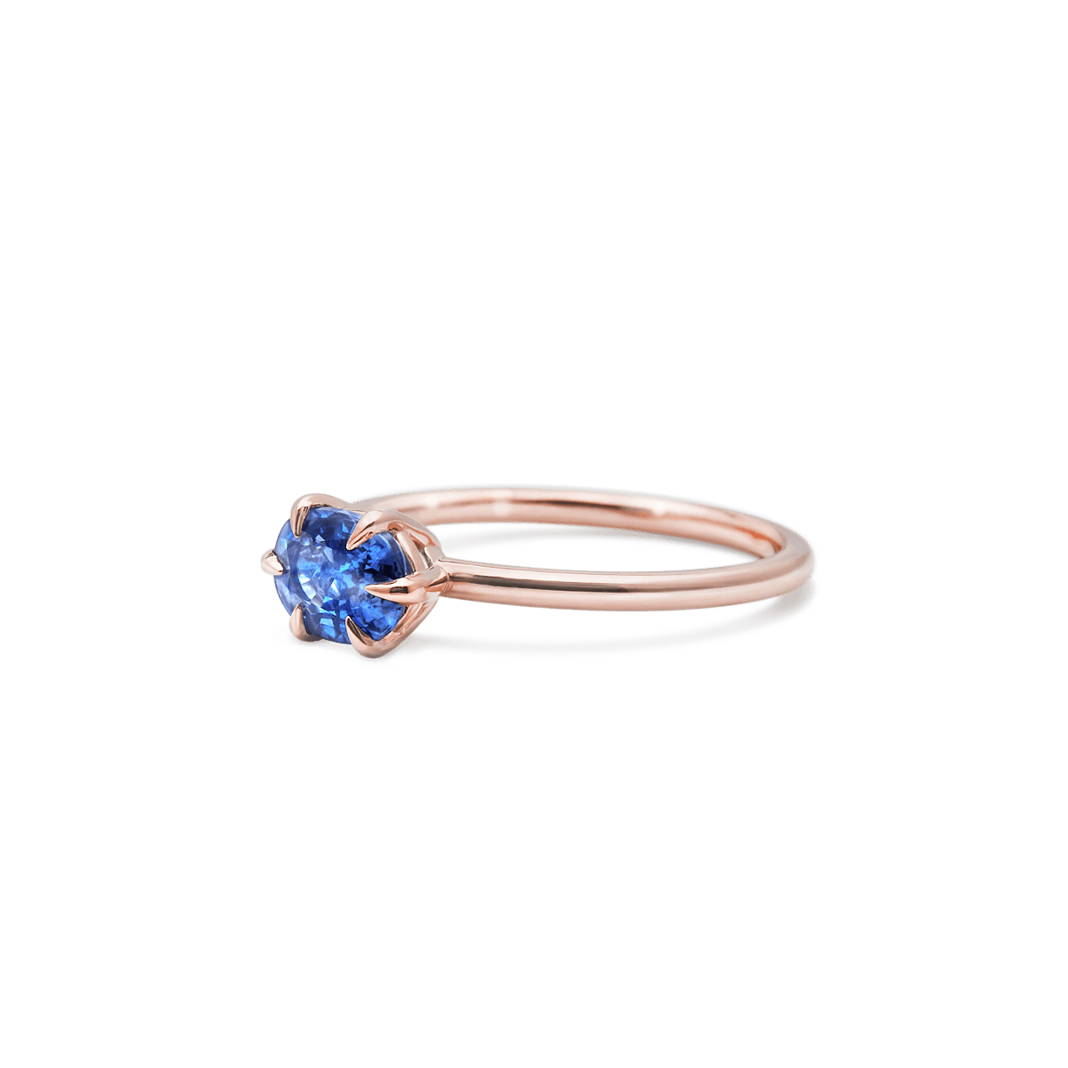 #color_18K Rose Gold Blue Sapphire Oval Ring