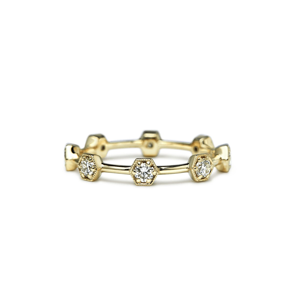 #color_14K Yellow Gold Diamond Eternity Band Hexagons